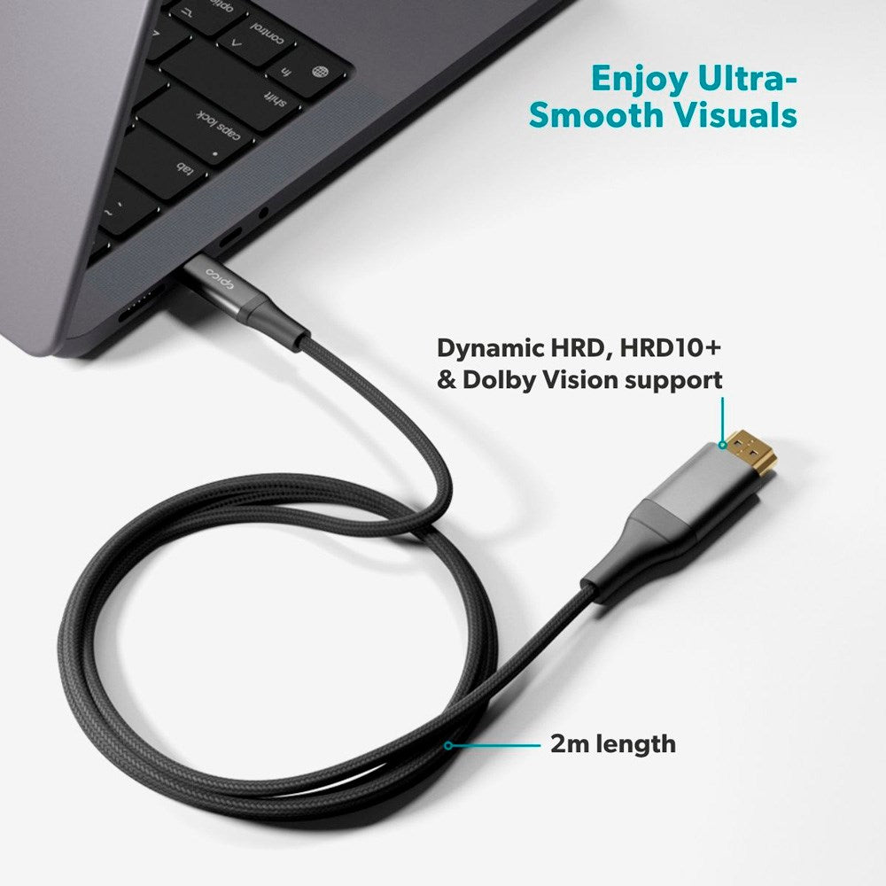 Epico UltraLink HDMI til USB-C Kabel - 2m - 8K / 60Hz - Space Grey