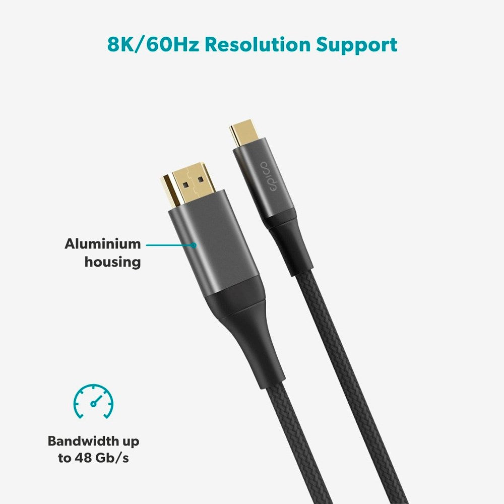 Epico UltraLink HDMI til USB-C Kabel - 2m - 8K / 60Hz - Space Grey
