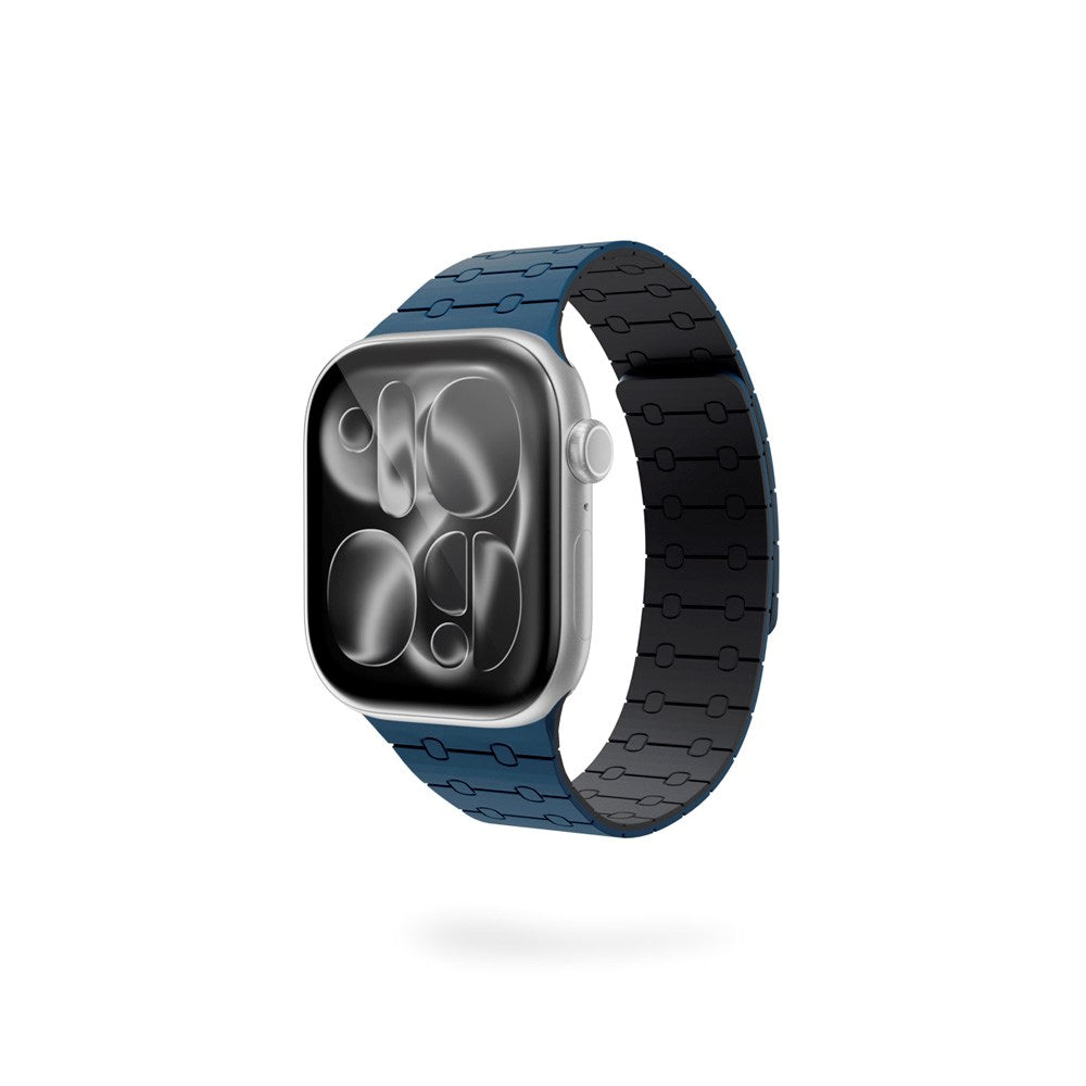 Apple Watch (38/40/SE/41/42) Epico Magnetic+ Silikone Klokkereim - Blå / Svart