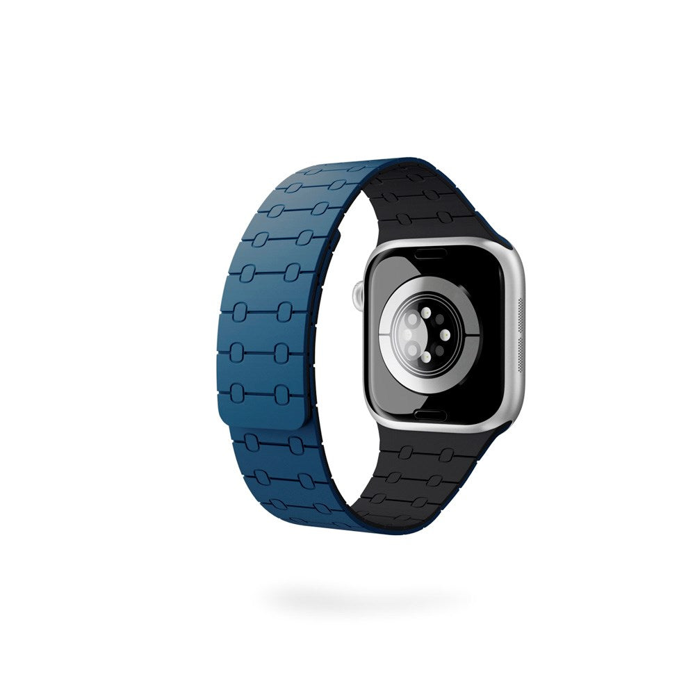 Apple Watch (42/44/SE/45/46/49) Epico Magnetic+ Silikone Klokkereim - Blå / Svart