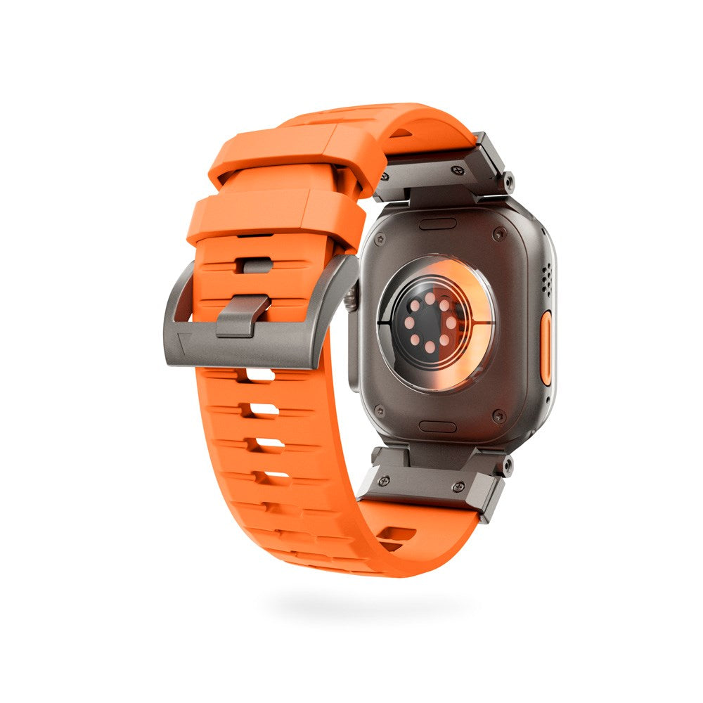 Apple Watch (42/44/SE/45/46/49) Epico Rubber Pro Klokkereim med Metallspenne - Oransje