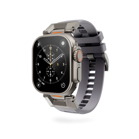 Apple Watch (42/44/SE/45/46/49) Epico Rubber Pro Klokkereim med Metallspenne - Grå