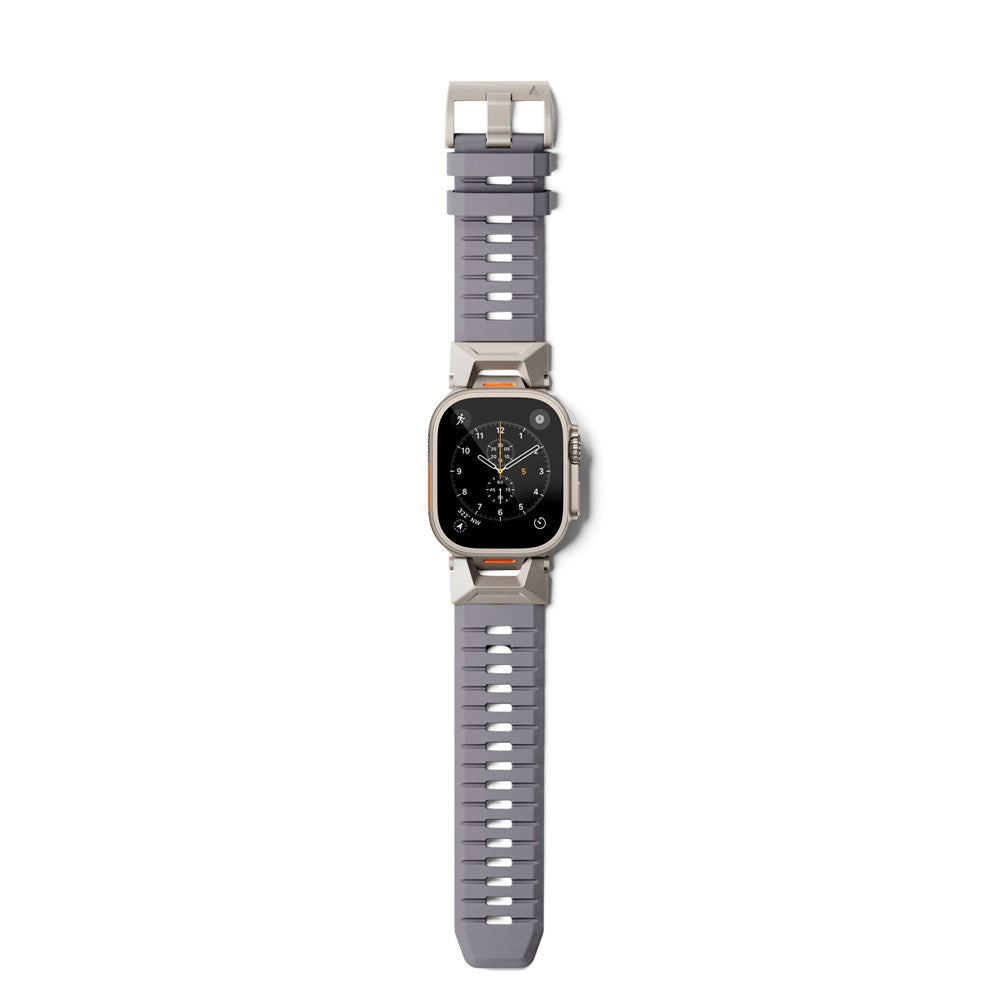 Apple Watch (42/44/SE/45/46/49) Epico Rubber Pro Klokkereim med Metallspenne - Grå