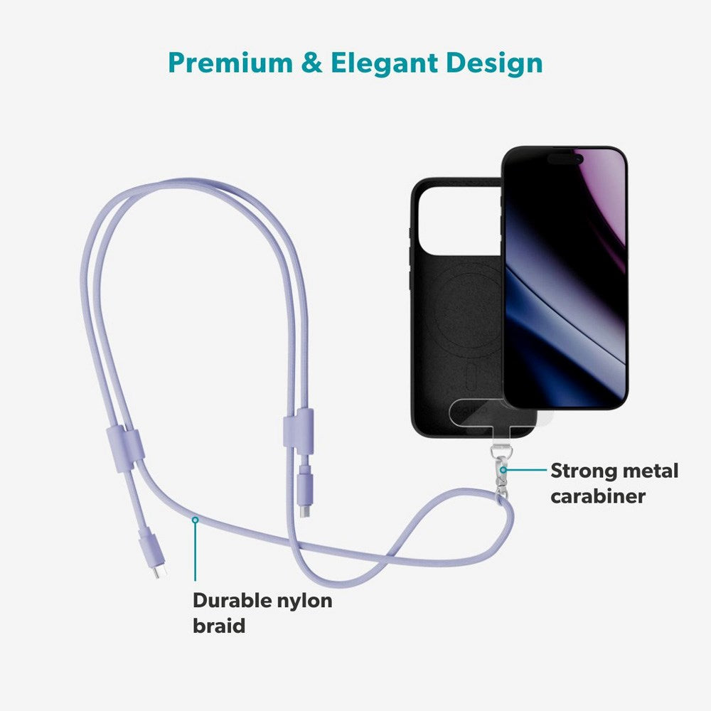 Epico Mobilstropp med Innebygd 60W USB-C til USB-C-Kabel – Lilla