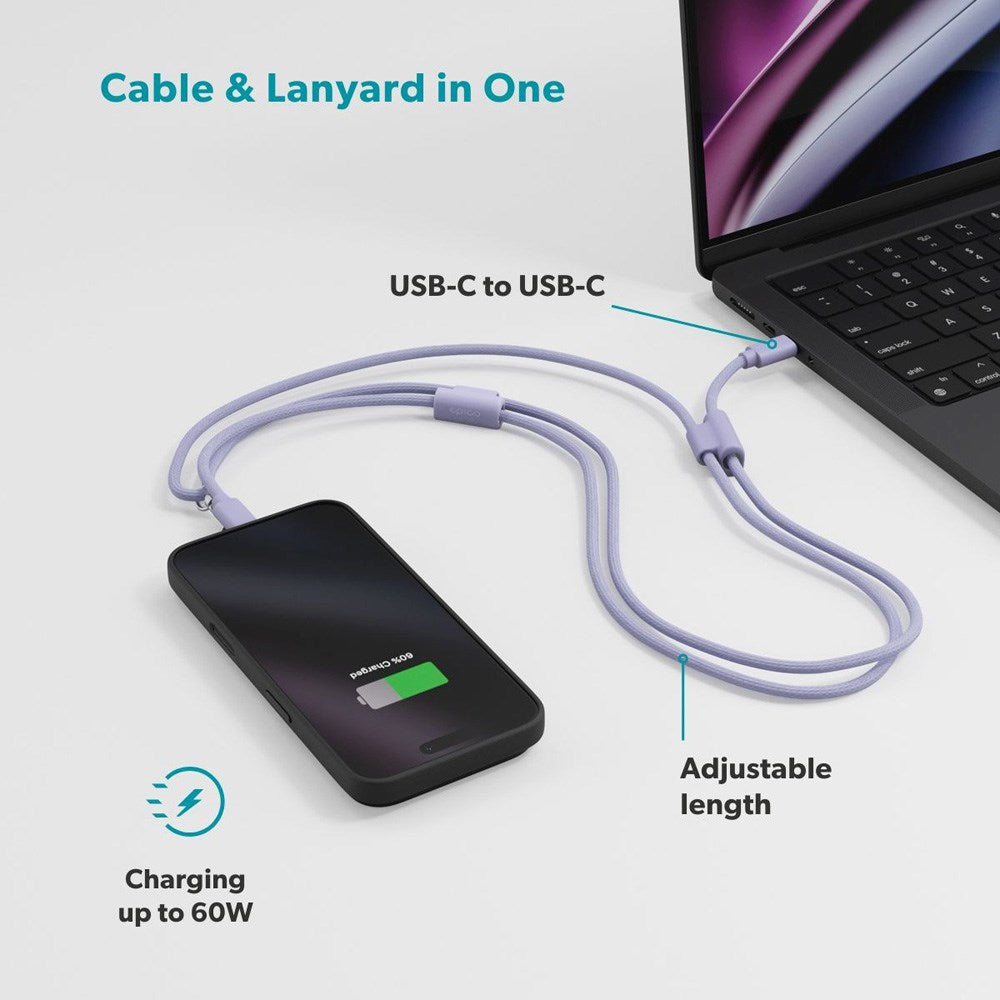 Epico Mobilstropp med Innebygd 60W USB-C til USB-C-Kabel – Lilla