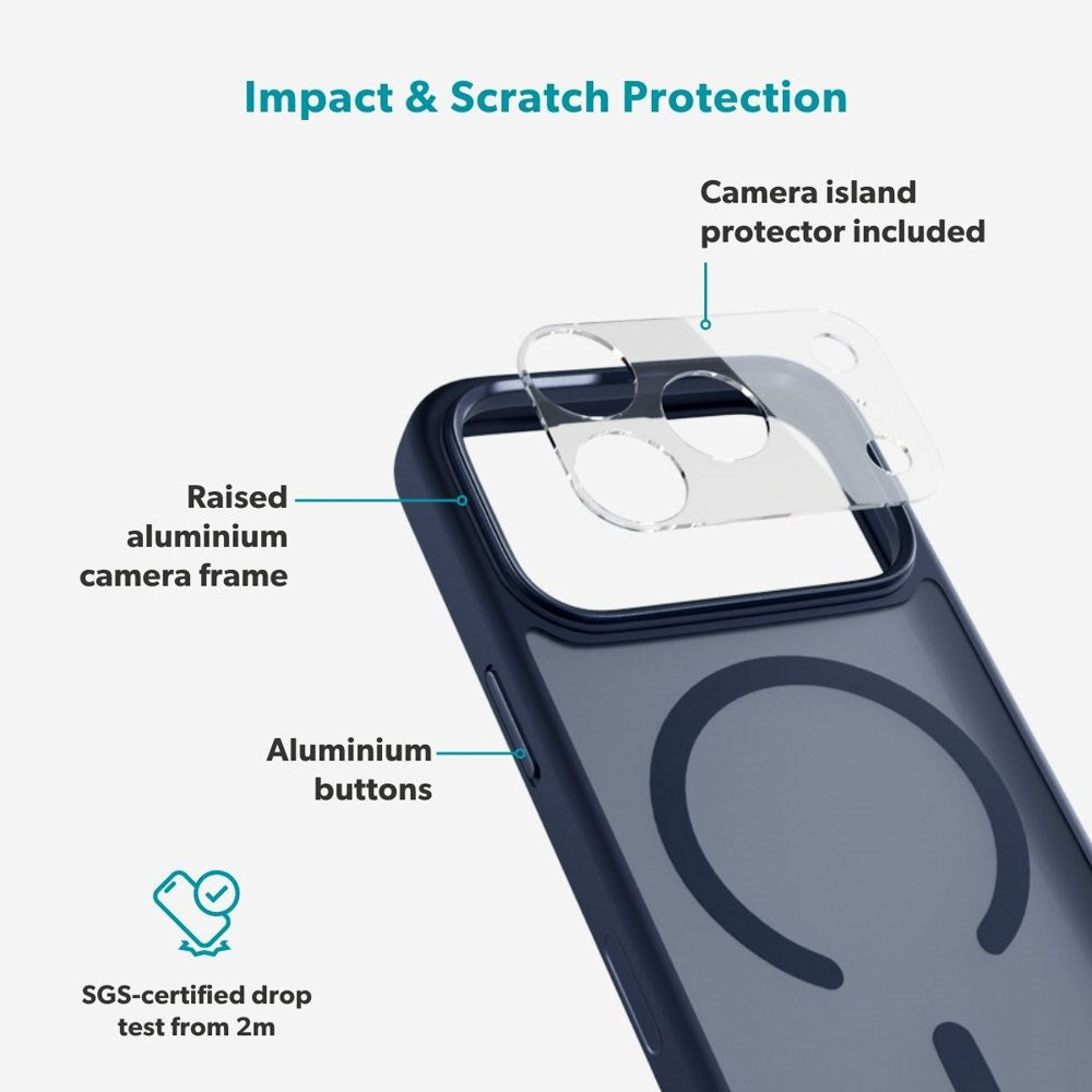 iPhone 17 Pro Epico HeroMatte Pro Mag+ Deksel m. Kamerabeskyttelse - MagSafe Kompatibel - Blå