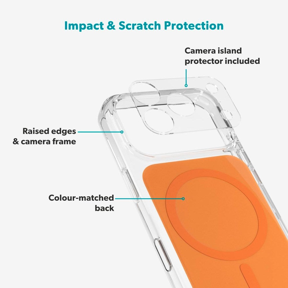 iPhone 17 Pro Max Epico Tile Mag+ Deksel - MagSafe Kompatibel - Gjennomsiktig / Oransje