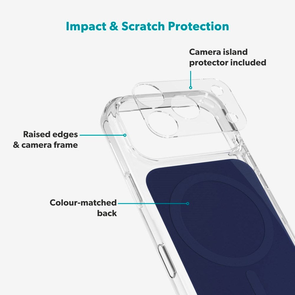 iPhone 17 Pro Max Epico Tile Mag+ Deksel - MagSafe Kompatibel - Gjennomsiktig / Blå