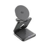 Epico UltraBase EF60 3-i-1 Fold Metal Mag+ Trådløs Lader - 25W - Qi2 / MagSafe Kompatibel - Grå
