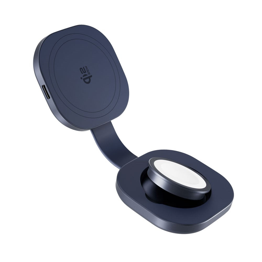 Epico UltraBase Kompakt Trådløs Lader 25W for Smarttelefon / Apple Watch - MagSafe / Qi2 Kompatibel - Mørkeblå