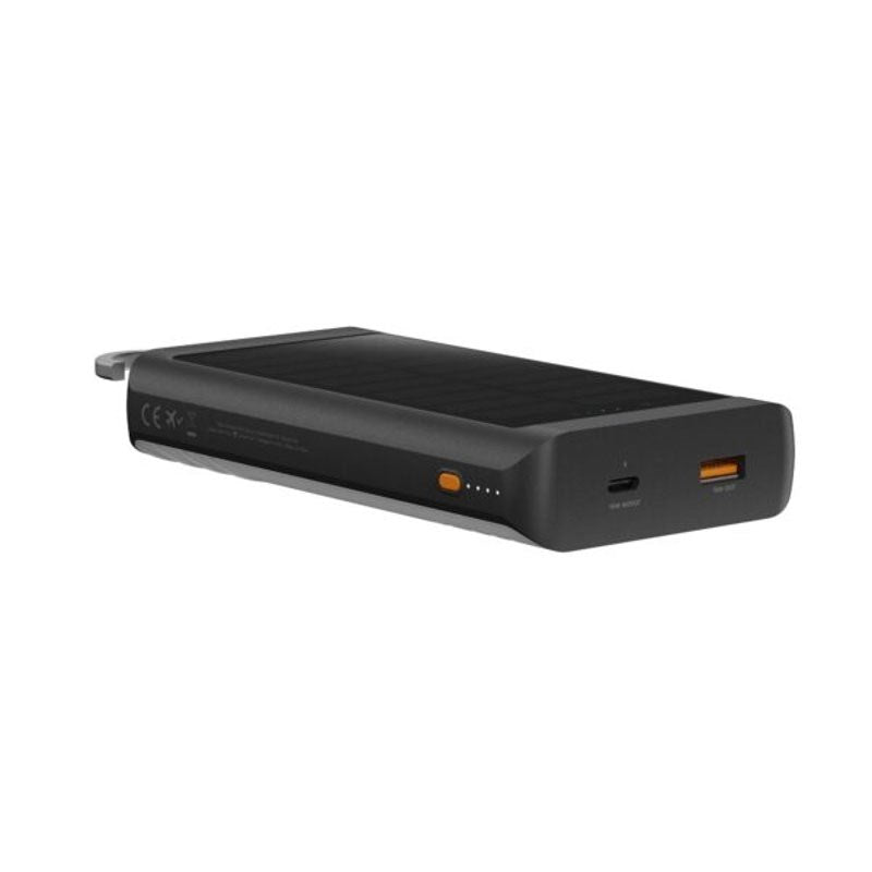 Xtorm 15W Solcelle PowerBank m. 1x USB-A & 1x USB-C – 10.000 mAh / Lommelykt – Svart