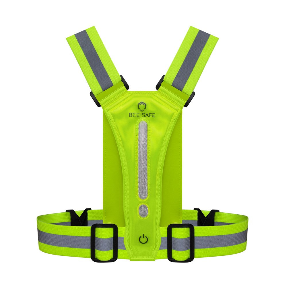 Bee-Safe Løpevest m. LED & Mobillomme - Gul