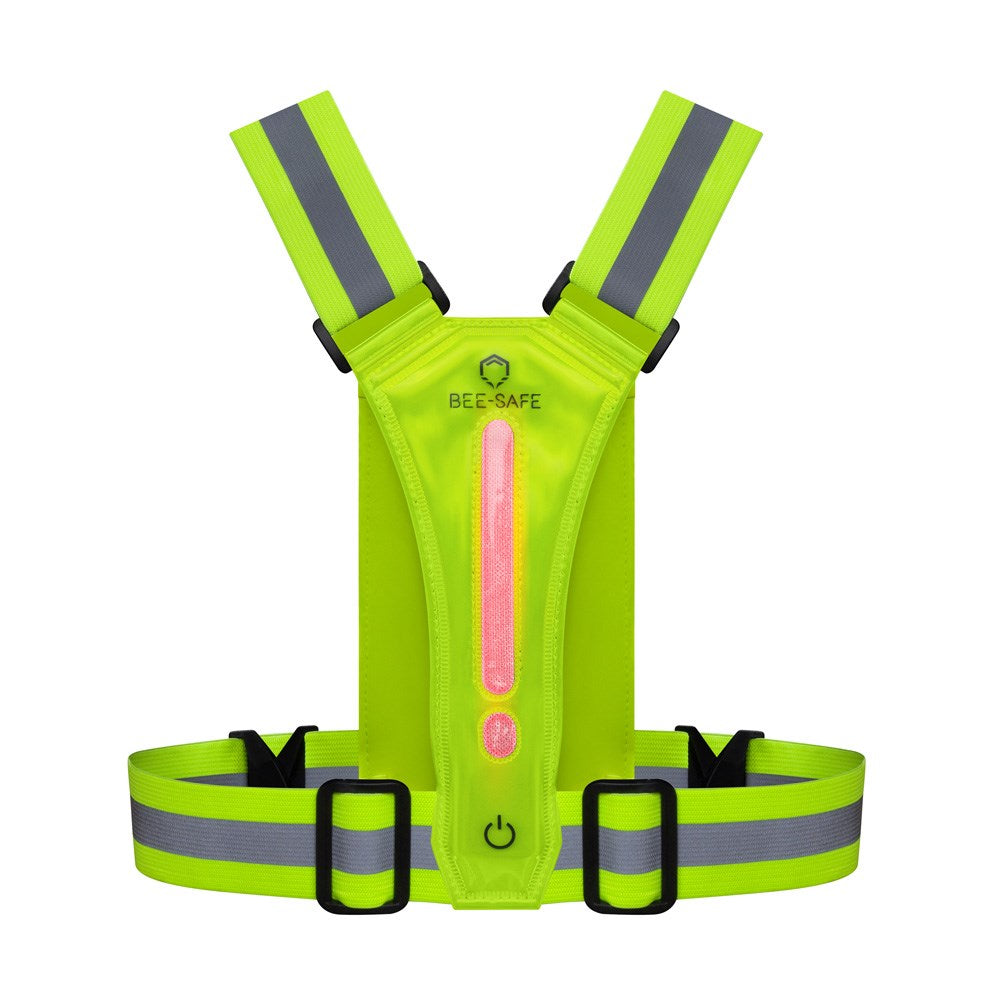 Bee-Safe Løpevest m. LED & Mobillomme - Gul