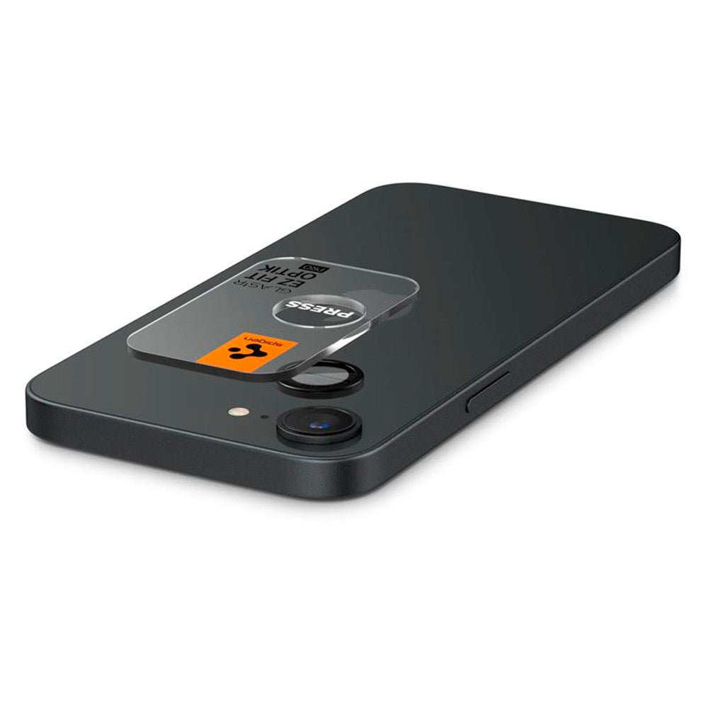 iPhone 17e / 16e Spigen EZ Fit. tR Optik Pro Kameralinsebeskyttelse - 2 Stk. - Gjennomsiktig / Svart