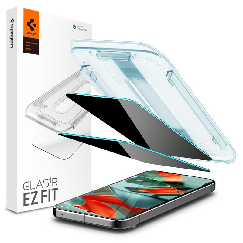 Spigen Google Pixel 9 Pro XL EZ Fit Privacy Skjermbeskytter 2-Pack – Gjennomsiktig / Svart