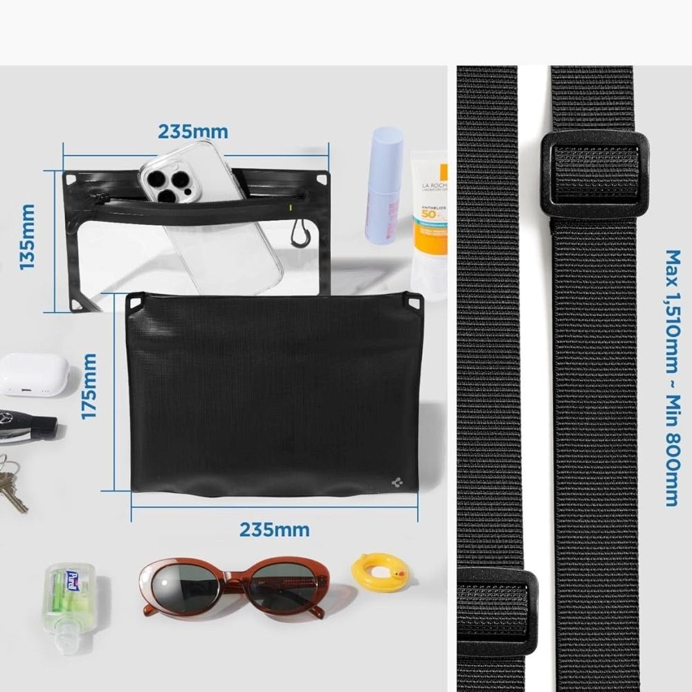 Spigen Aqua Shield 2-i-1 Vanntett Etui med Stropp - Svart / Gjennomsiktig