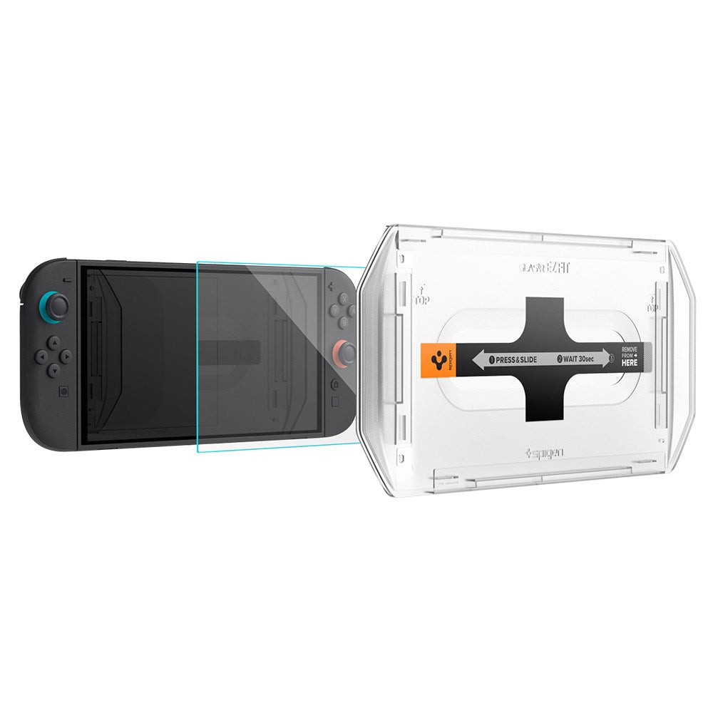 Nintendo Switch 2 Spigen Glass tR EZ Fit Skjermbeskyttelsesglass m. Installasjonsramme - 2 stk - Gjennomsiktig