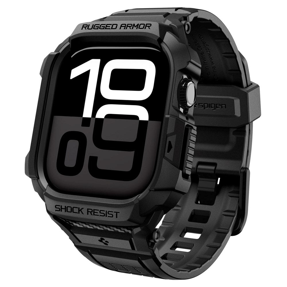 Apple Watch 11 (42mm) Spigen Rugged Armor Pro 2 Deksel m. Rem - Svart