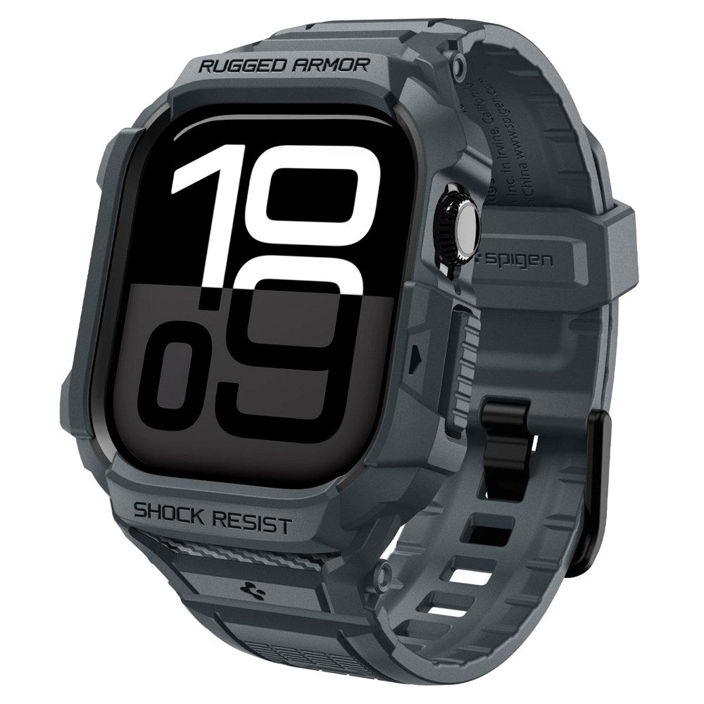 Apple Watch 11 (46mm) Spigen Rugged Armor Pro 2 Deksel m. Rem - Grå