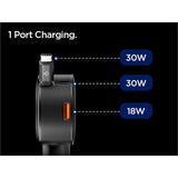 Spigen Essential Billader 60W med innebygd USB-C-Kabel & 1 x USB-C 1 x USB-A - Svart