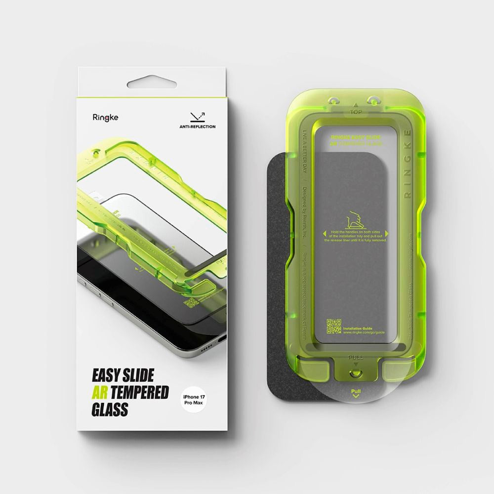 iPhone 17 Pro Max Ringke Easy Slide Antirefleks Herdet Skjermbeskyttelsesglass m. Installasjonsramme – Gjennomsiktig