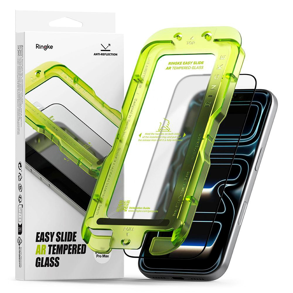iPhone 17 Pro Max Ringke Easy Slide Antirefleks Herdet Skjermbeskyttelsesglass m. Installasjonsramme – Gjennomsiktig