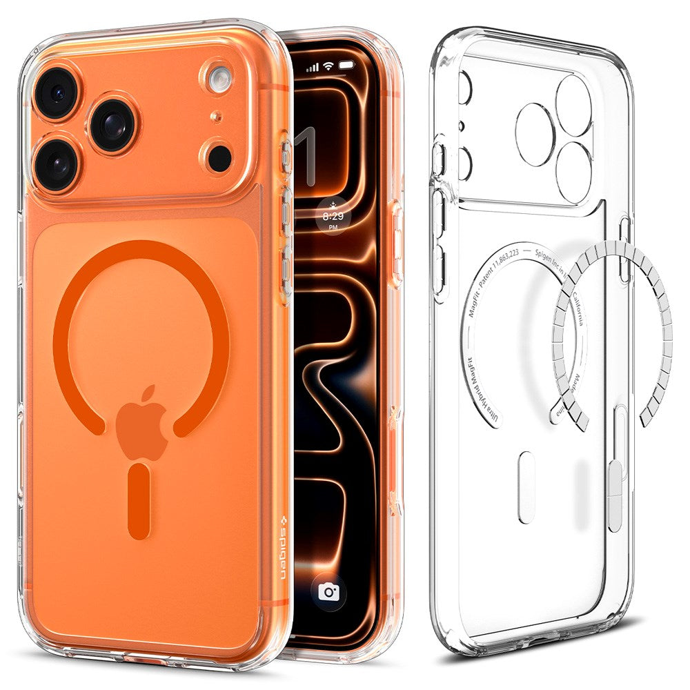 iPhone 17 Pro Spigen Ultra Hybrid Deksel - MagSafe Kompatibel - Gjennomsiktig / Oransje