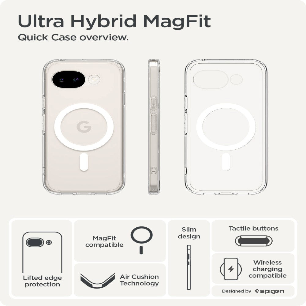 Google Pixel 10a Spigen Ultra Hybrid Deksel - MagSafe Kompatibel - Gjennomsiktig