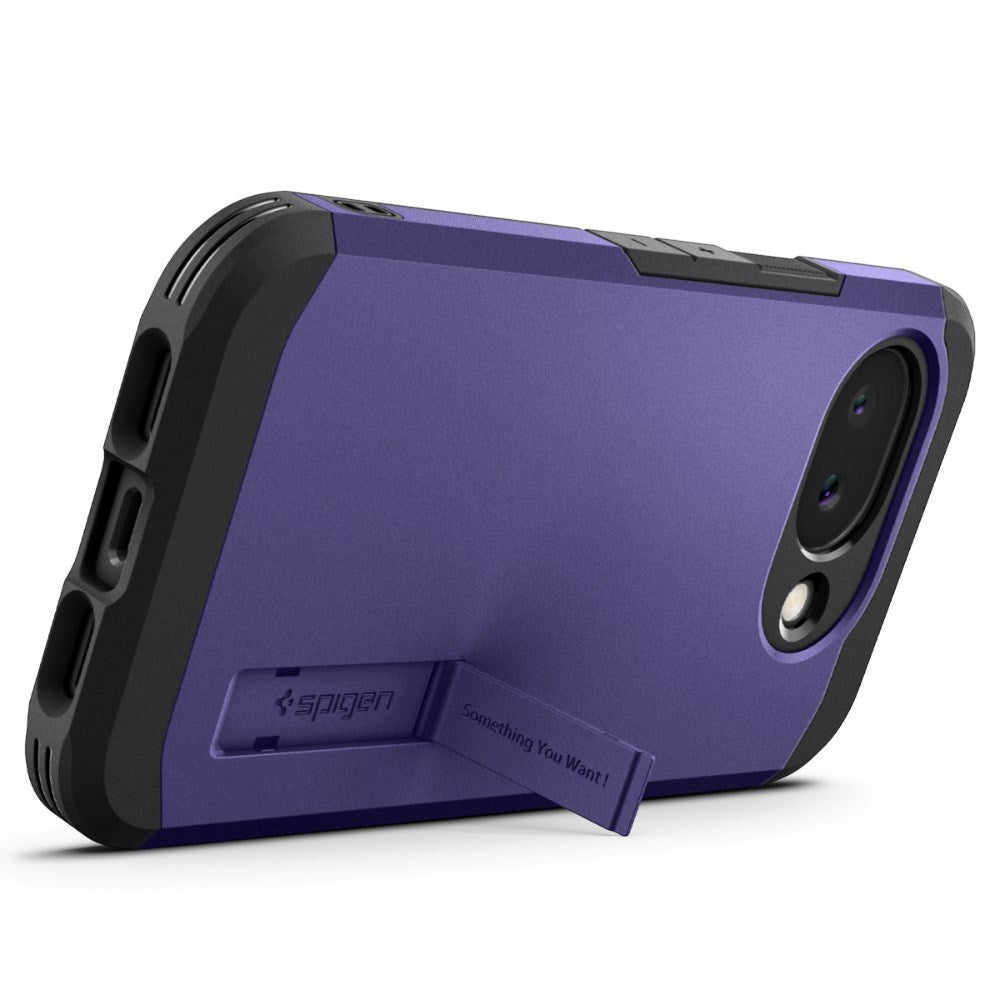 Google Pixel 10a Spigen Tough Armor Hybrid Deksel m. Stativfunksjon - MagSafe Kompatibel - Lilla