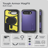 Google Pixel 10a Spigen Tough Armor Hybrid Deksel m. Stativfunksjon - MagSafe Kompatibel - Lilla