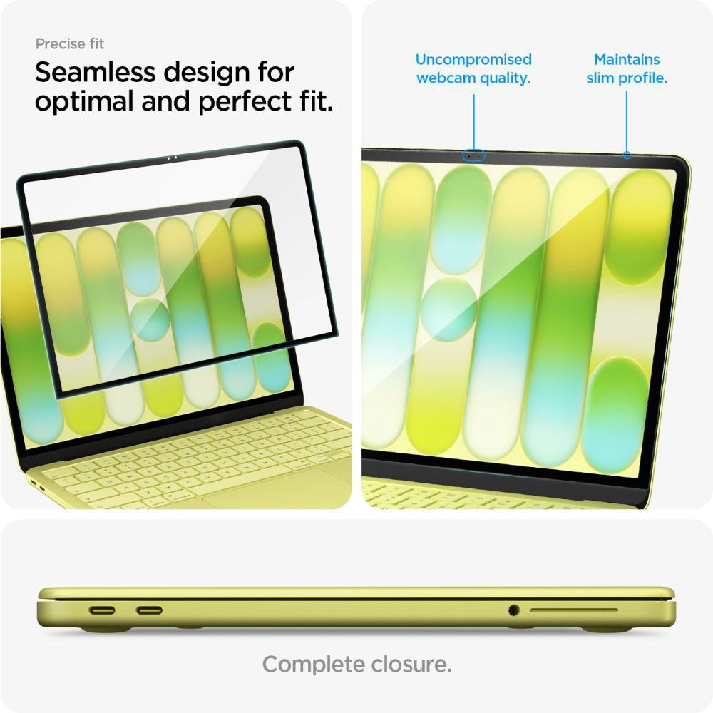 MacBook Neo 13 A18 Pro (2026) Spigen Glass tR Slim Herdet Skjermbeskyttelsesglass - Gjennomsiktig / Svart Kant