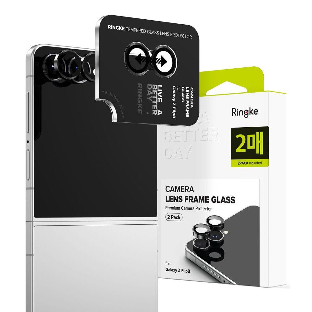 Samsung Galaxy Z Flip8 Ringke Kameralinsebeskyttelse m. Monteringsramme - 2 stk - Svart