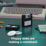 AirTag 1. & 2. Gen. Floppy Disk Silikondeksel m. Nøkkelring - Svart