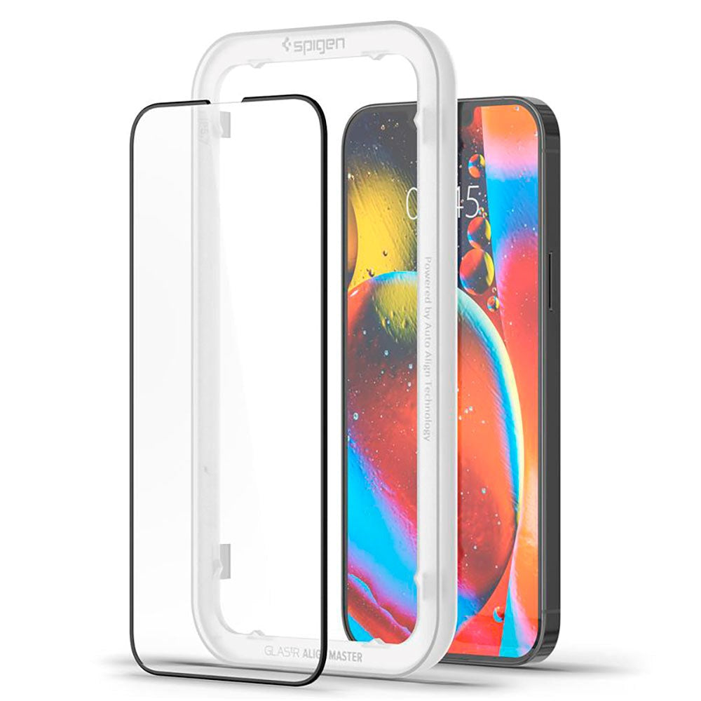 iPhone 17e / 16e / 14 / 13 / 13 Pro Spigen Skjermbeskyttelse 2-Pack - Svart Kant