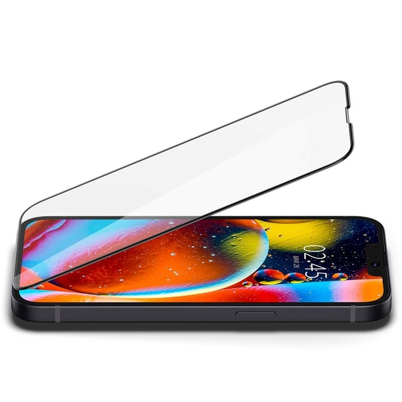 iPhone 13 Mini Spigen Skjermbeskyttelse - Gjennomsiktig / Svart Kant
