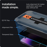 iPhone 14 Pro Spigen Privacy EZ Fit Glass Skjermbeskytter - 2 stk - Privacy Funksjon - Gjennomsiktig