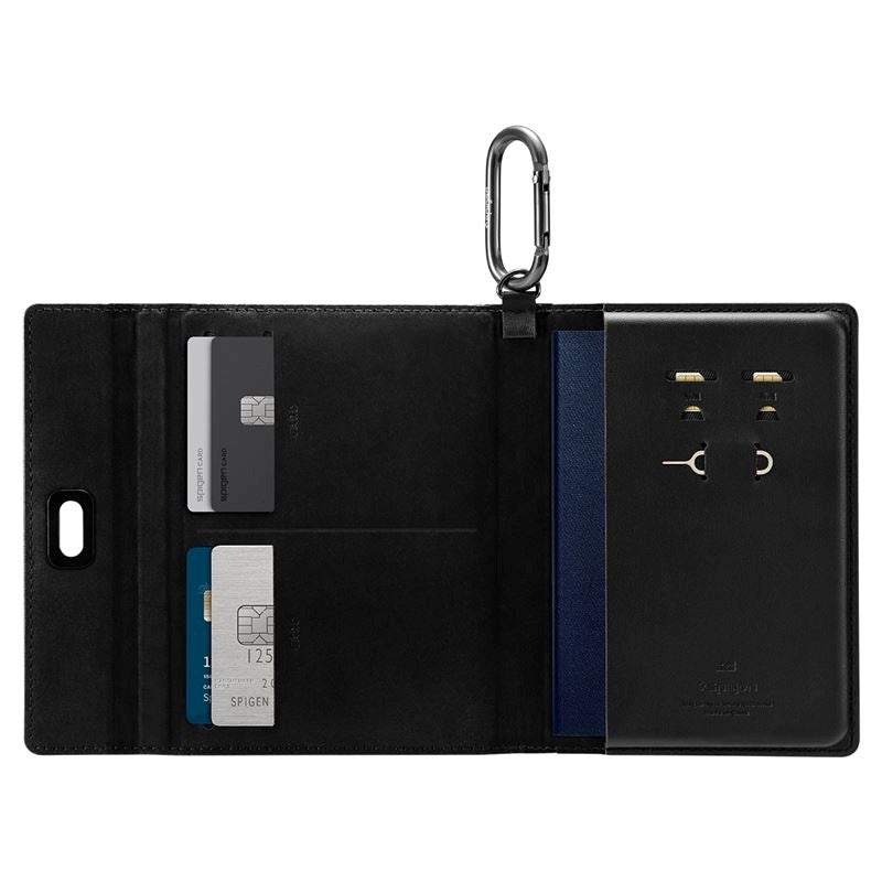 Spigen Universal Passport Deksel med Kort- og SIM-Kortlagring - Svart