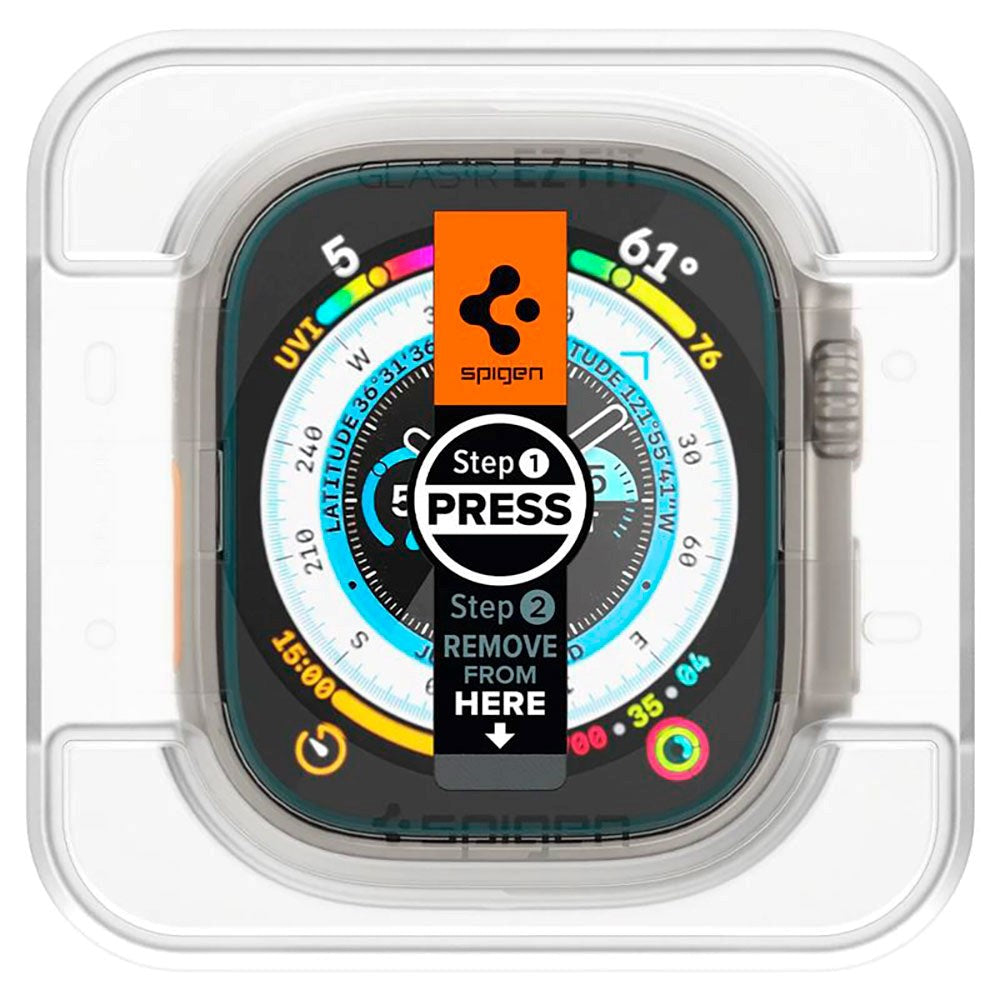 Spigen Apple Watch Ultra 1 / 2 / 3 (49mm) EZ Fit GLAS.tR Skjermbeskytter - 2 stk - Gjennomsiktig