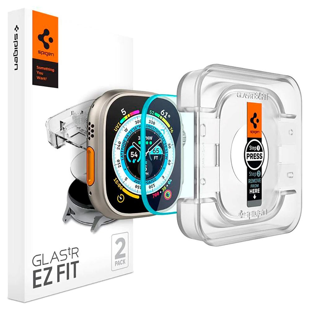 Spigen Apple Watch Ultra 1 / 2 / 3 (49mm) EZ Fit GLAS.tR Skjermbeskytter - 2 stk - Gjennomsiktig