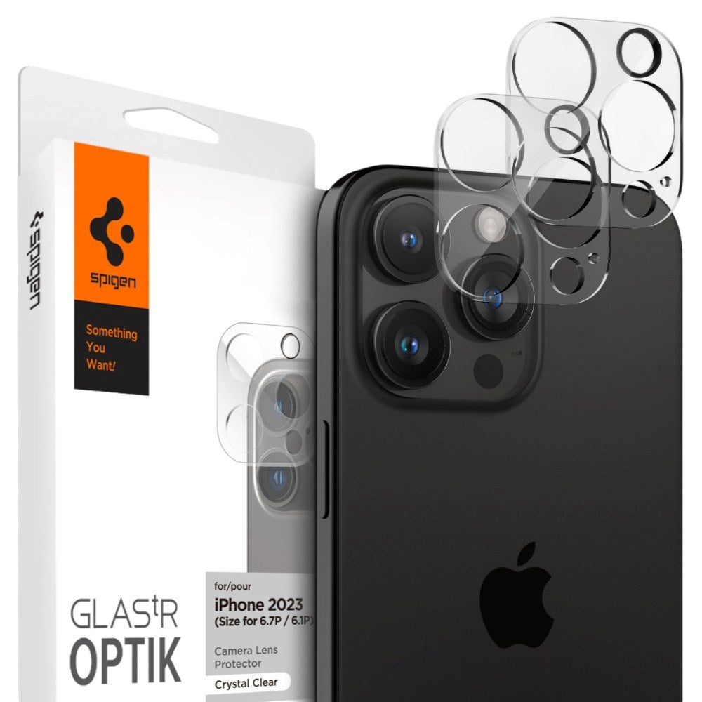 iPhone 16 Pro / 16 Pro Max / 15 Pro / 15 Pro Max / 14 Pro / 14 Pro Max Spigen Glass tR Optik Kamerabeskyttelsesglass - 2 stk - Gjennomsiktig