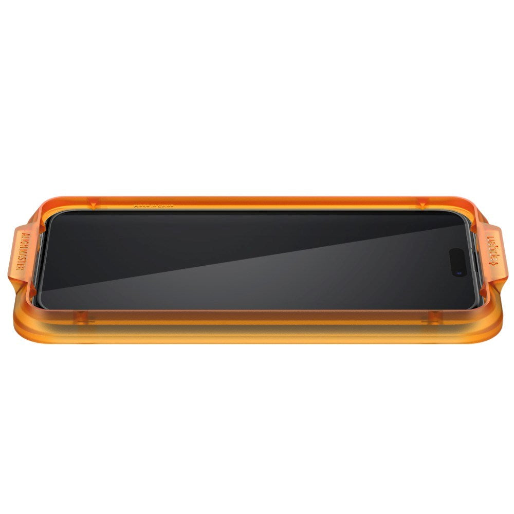 iPhone 15 Pro Spigen Glass tR AlignMaster Skjermbeskyttelsesglass - 2 stk - Gjennomsiktig / Svart Kant