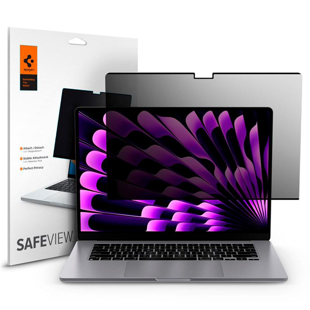 MacBook Air 15" M5/M4/M3/M2 (2026-2023) Spigen SafeView Privacy Beskyttelsesfilm - Gjennomsiktig