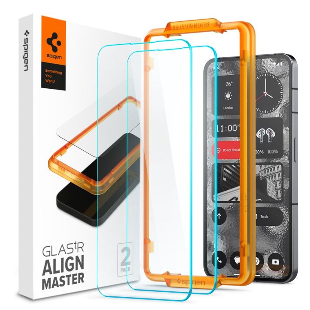Nothing Phone (2) Spigen AlignMaster Glass tR Skjermbeskyttelse - 2 stk - Case Friendly - Gjennomsiktig