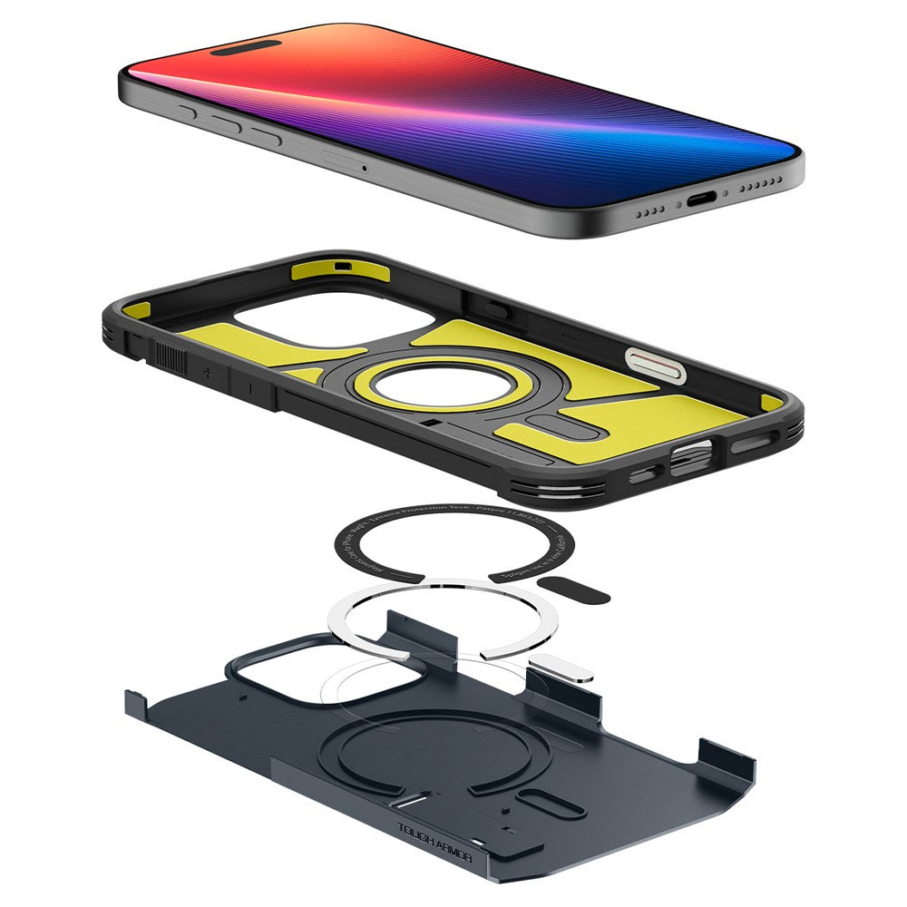 iPhone 16 Pro Max Spigen Tough Armor T Deksel med Stativ - MagSafe-Kompatibelt - Blå