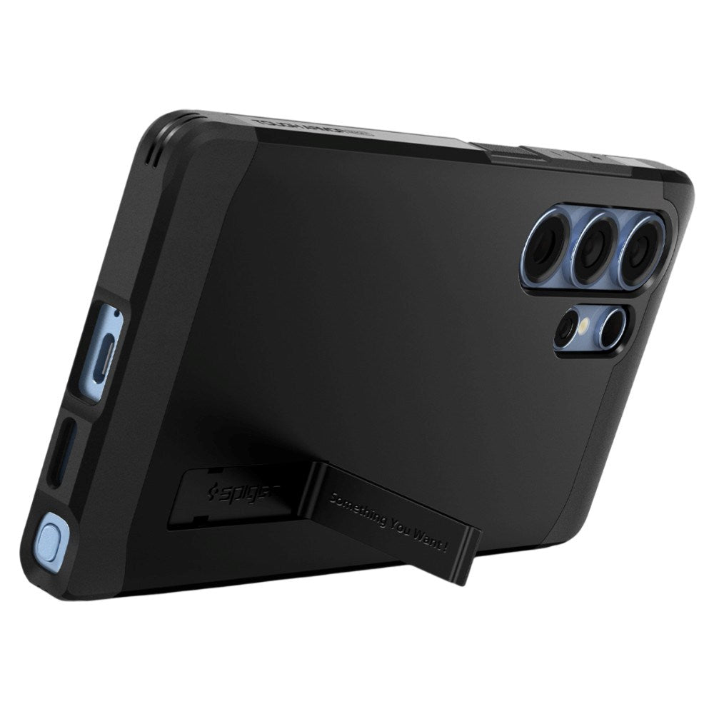 Samsung Galaxy S25 Ultra Spigen Tough Armor Hybrid Deksel m. Stativfunksjon - MagSafe Kompatibel - Svart