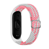Xiaomi Mi Smart Band 5 / 6 Hurtel flettet stoffrem - Hvit / Rosa