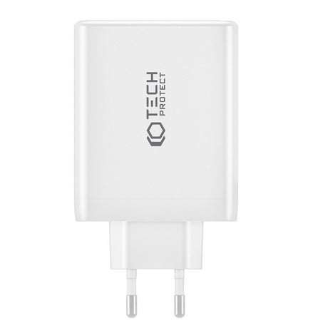 Tech-Protect PD GaN 100W Vegglader med 3 x USB-C og 1 x USB-A - Hvit