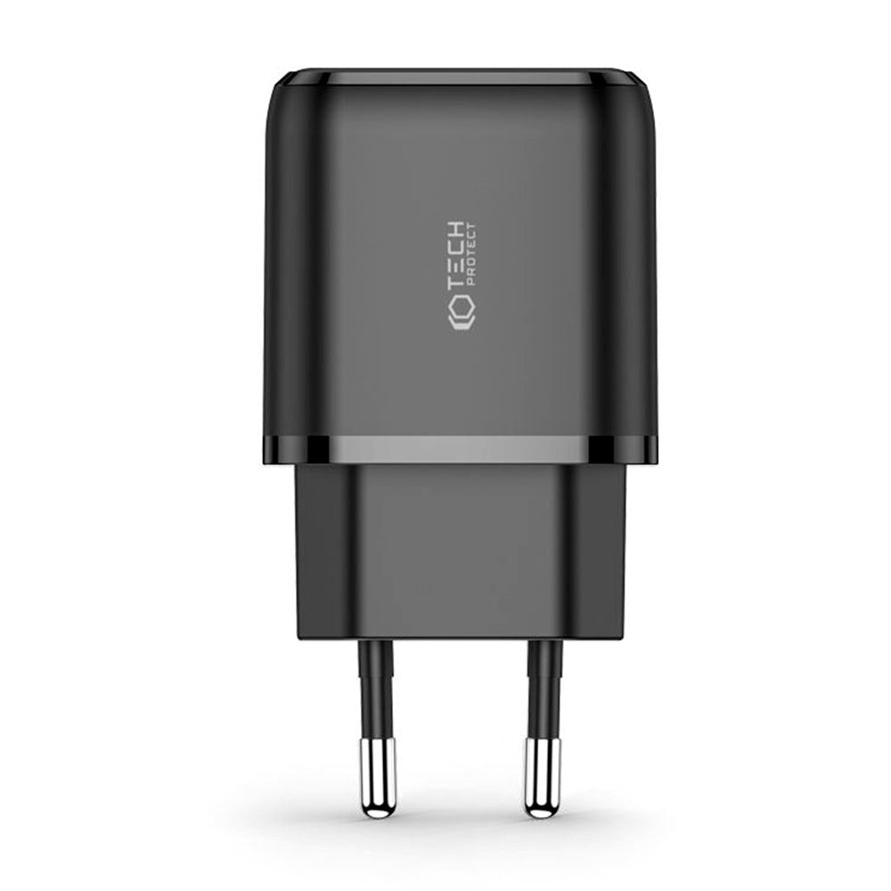 Tech-Protect 20W Veggladere m. 1 x USB-C & 1 x USB-A - Svart