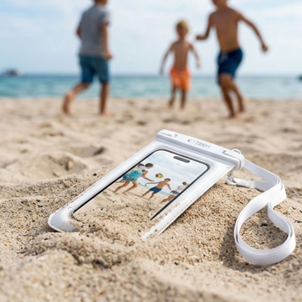 Tech-Protect Flytende Vanntett Etui - Maks.: 185 x 110 mm - Hvit