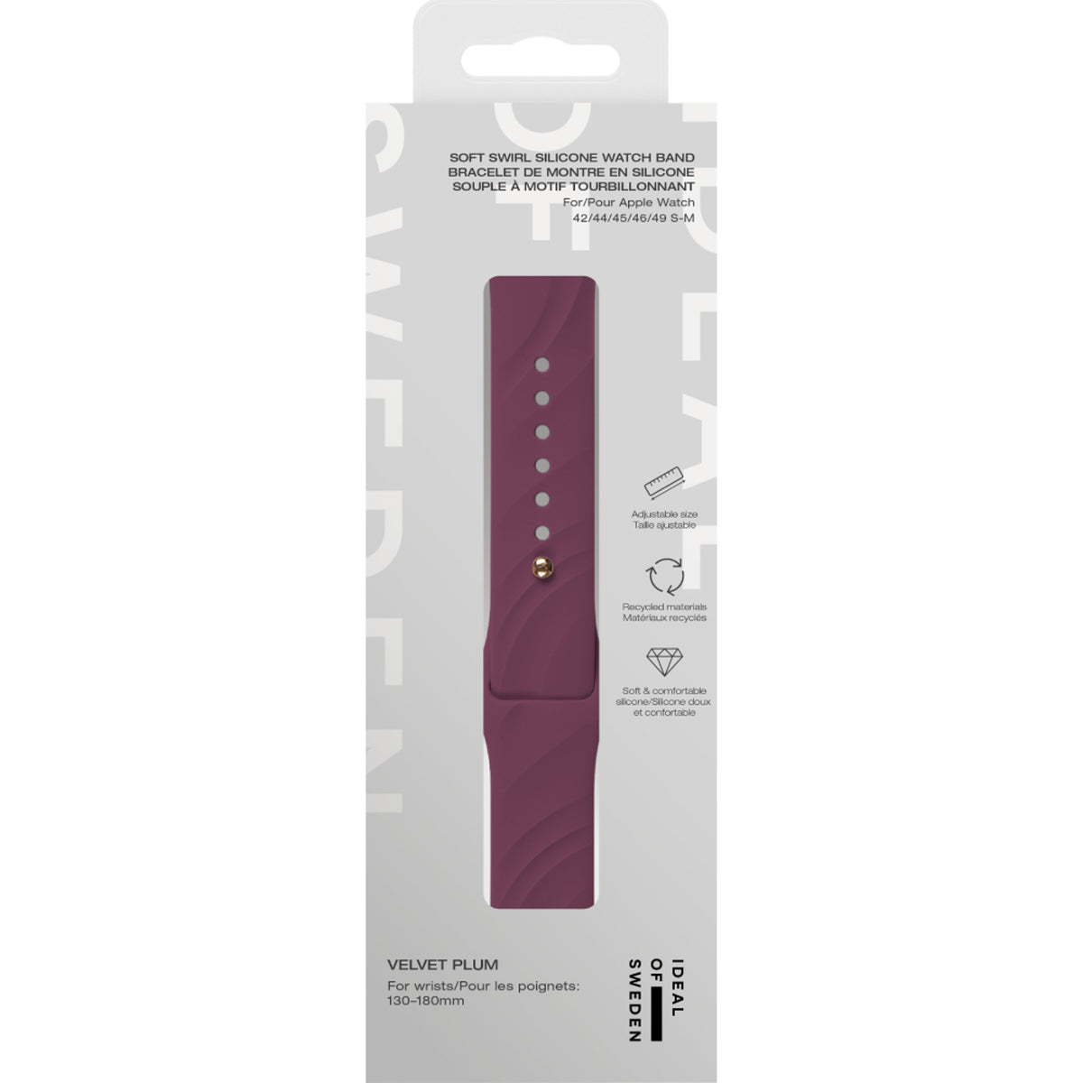 Apple Watch (42/44/SE/45/46/49mm) iDeal of Sweden Soft Swirl Silikon Klokkerem - Størrelse S/M - Velvet Plum